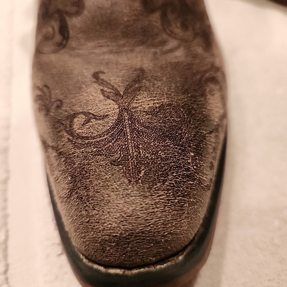 Roper western boot slouch distressed appearance short inside zip textile sz 7 - Picture 12 of 13